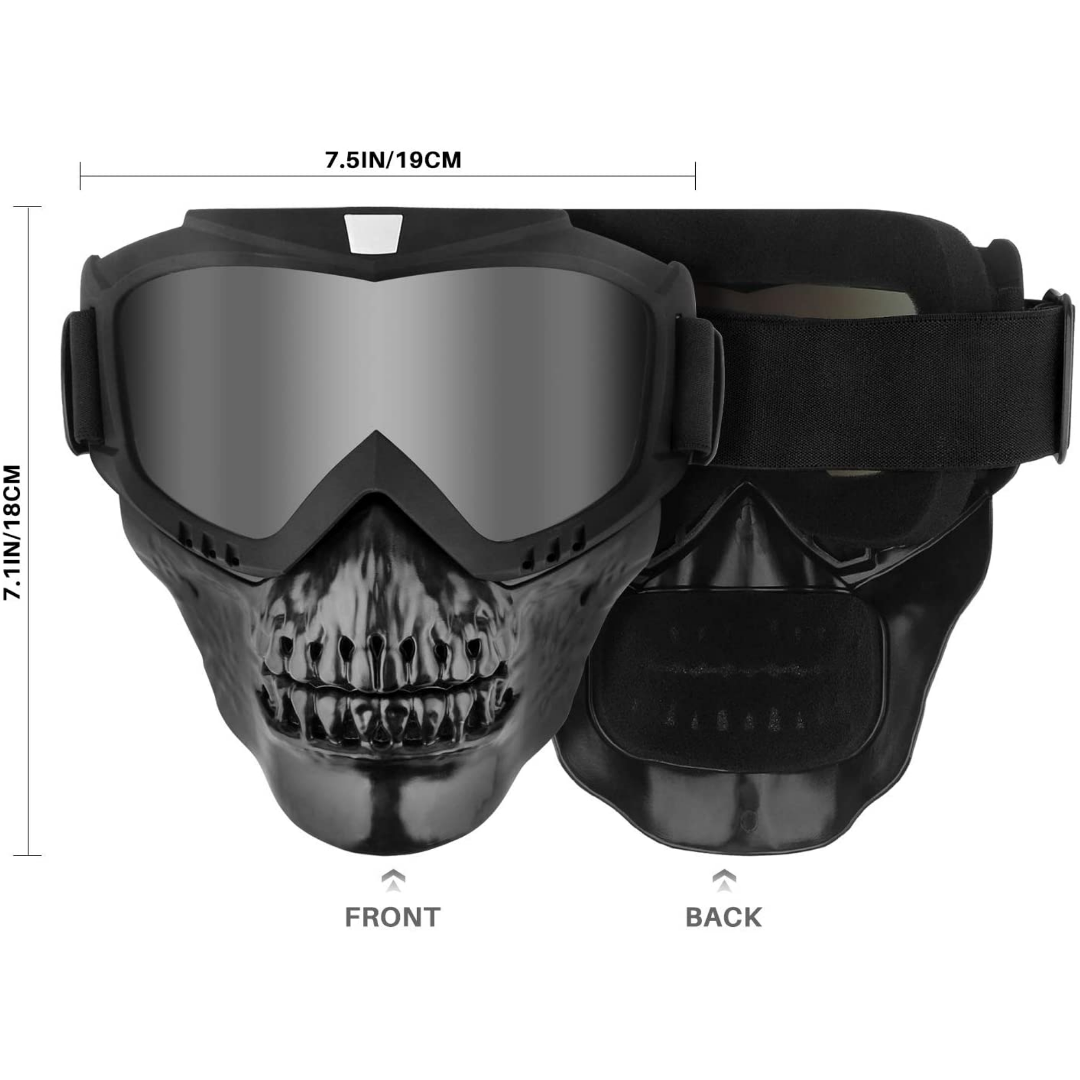 FabSports Mercury White Skull Design protective goggles Mask