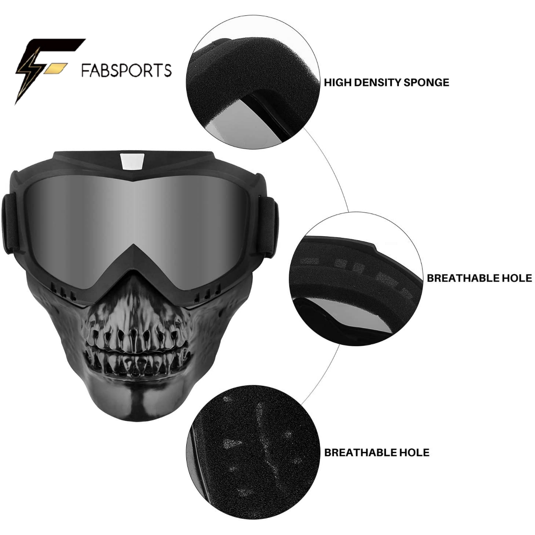 FabSports Mercury White Skull Design protective goggles Mask