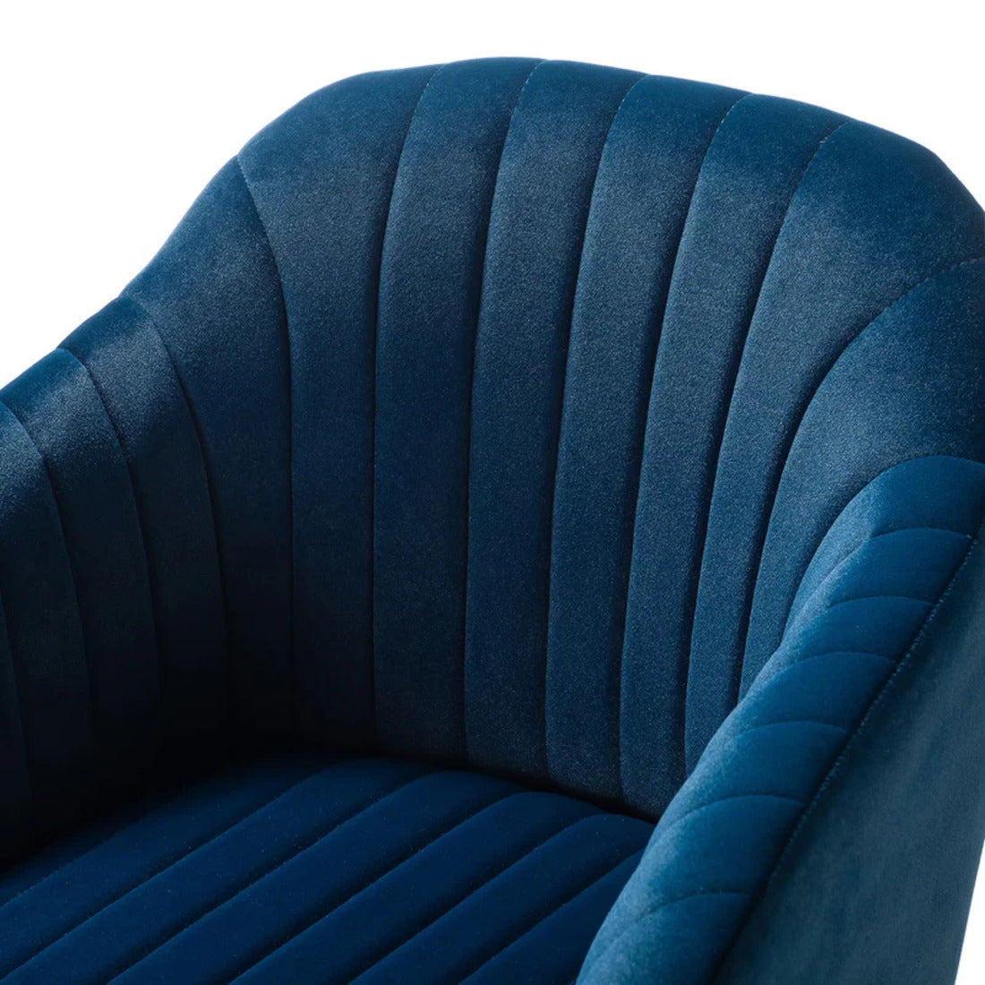 Refined Navy Blue Tufted Velvet Premium Armchair with Golden Legs