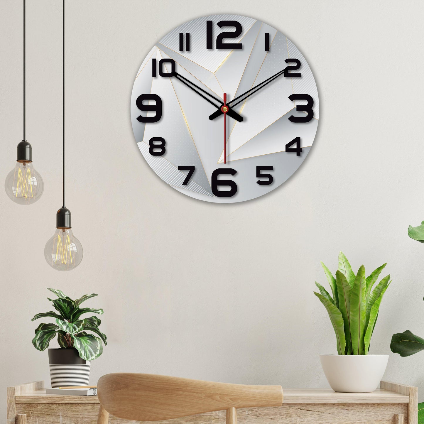 Abstract Shapes Wooden Wall Clock For Living Room