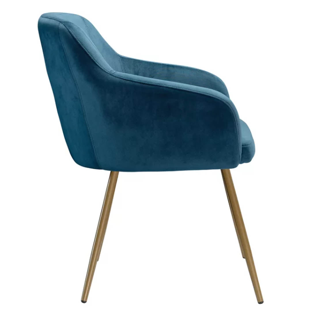 Aesthetic Blue Velvet Accent Chair with Golden Legs