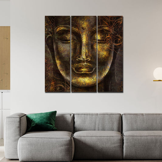 Divine Lord Buddha Sculpture Wall Painting Set of Three