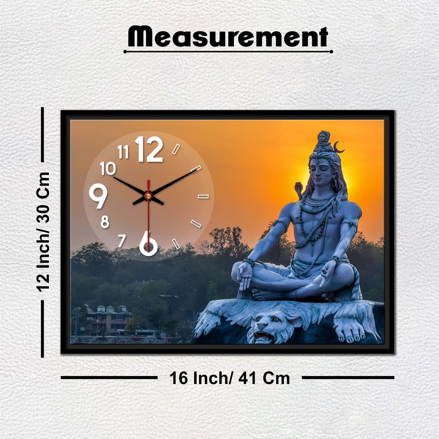 Floating Frame Lord Mahadev Wall Painting with Clock