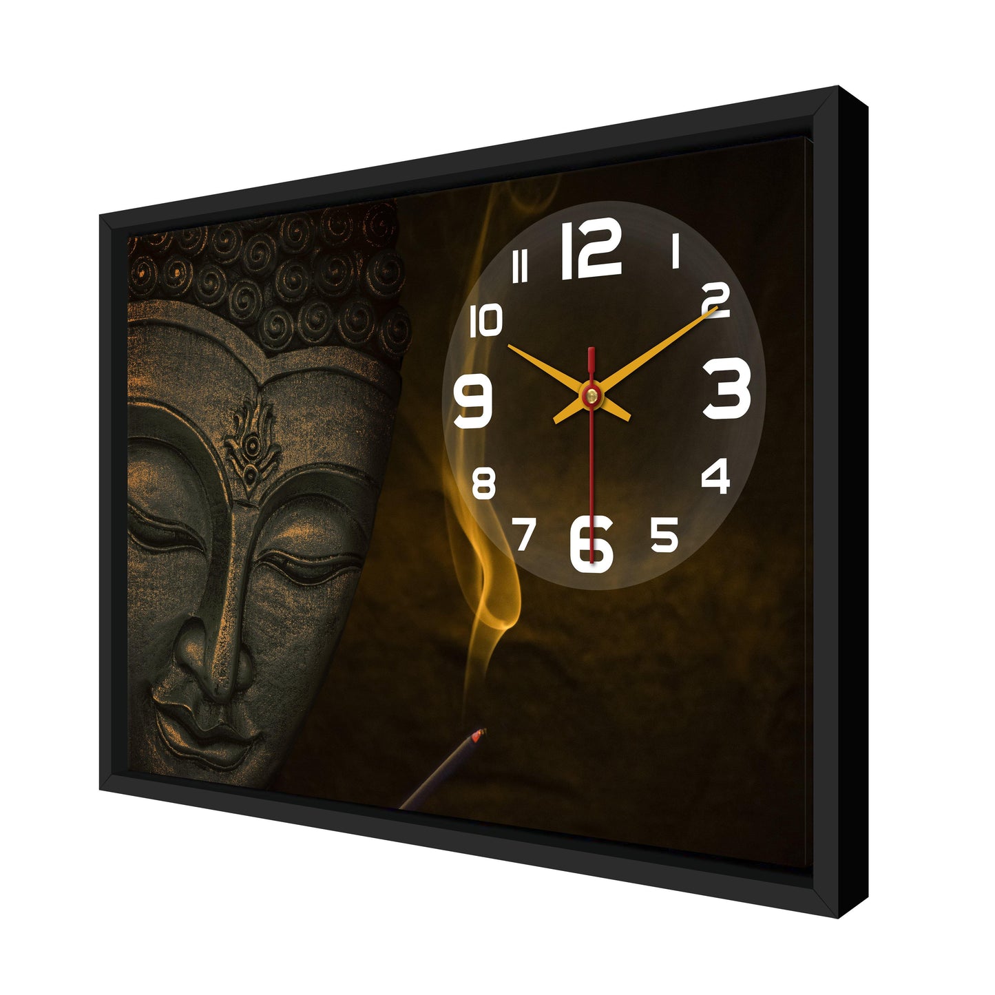 Floating Frame Lord Buddha Wall Painting with Clock