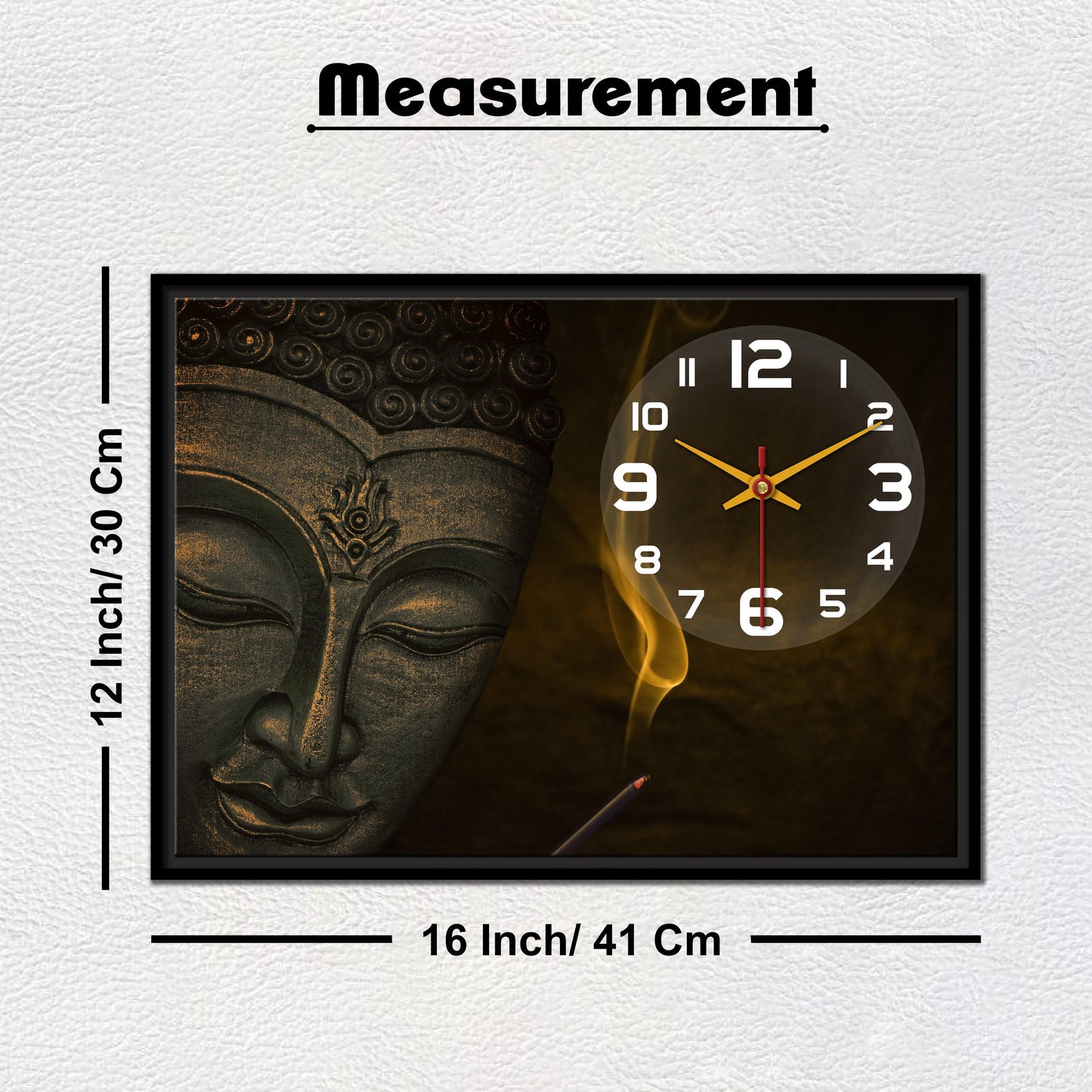 Floating Frame Lord Buddha Wall Painting with Clock