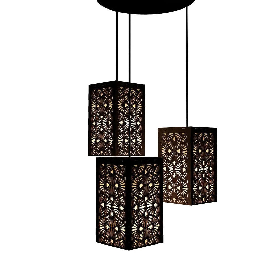 Floral Pattern Wooden Modern Lamp Hanging Ceiling Light For Home Decoration, Living Room