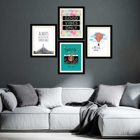 Good Vibes Only Quotes Premium Wall Frame Set of Four