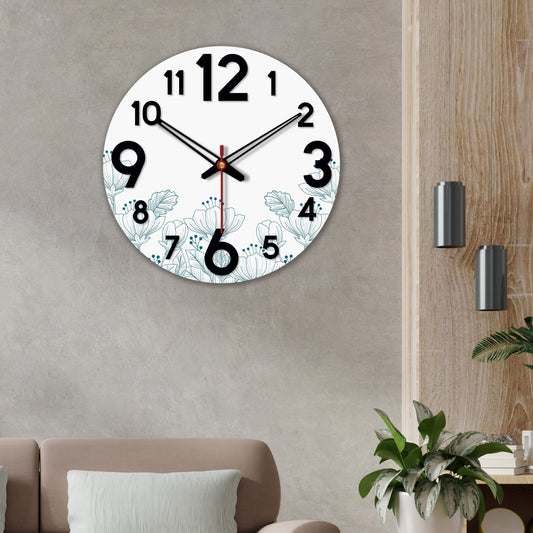 Hibiscus Flower Printed Wooden Wall Clock