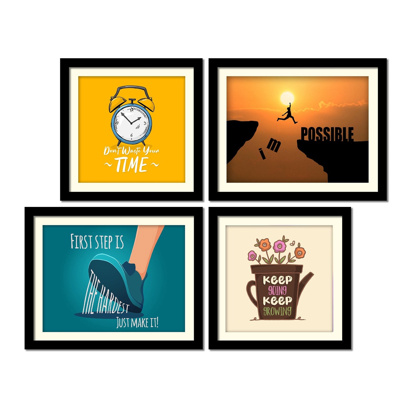 Keep Going Quotes Four Pieces Wall Hanging Frame