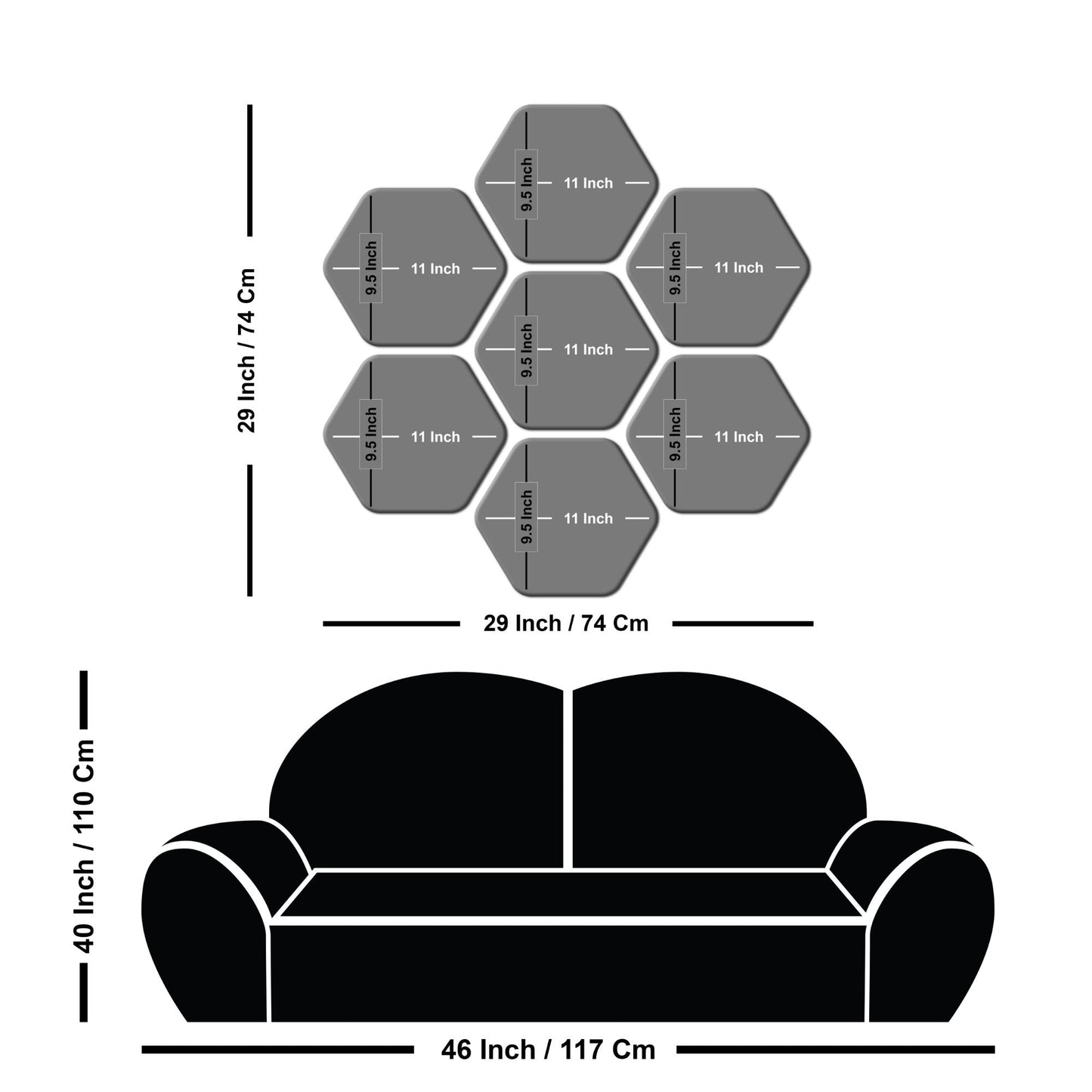 Three Women Dancing Hexagon Painting of 7 Pieces