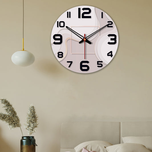 Modern Wavy Pattern Wooden Wall Clock