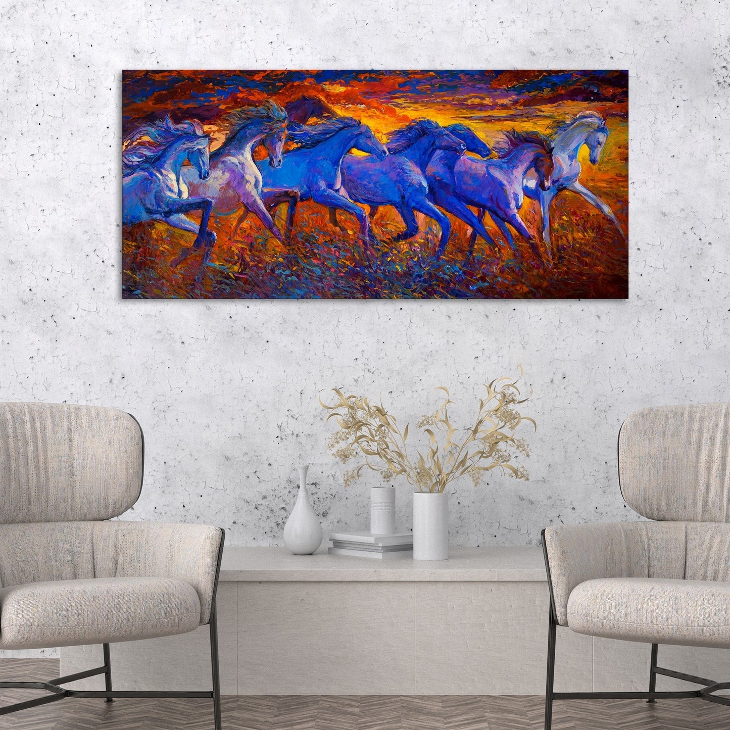 Seven Horse Running in Field Canvas wall Painting