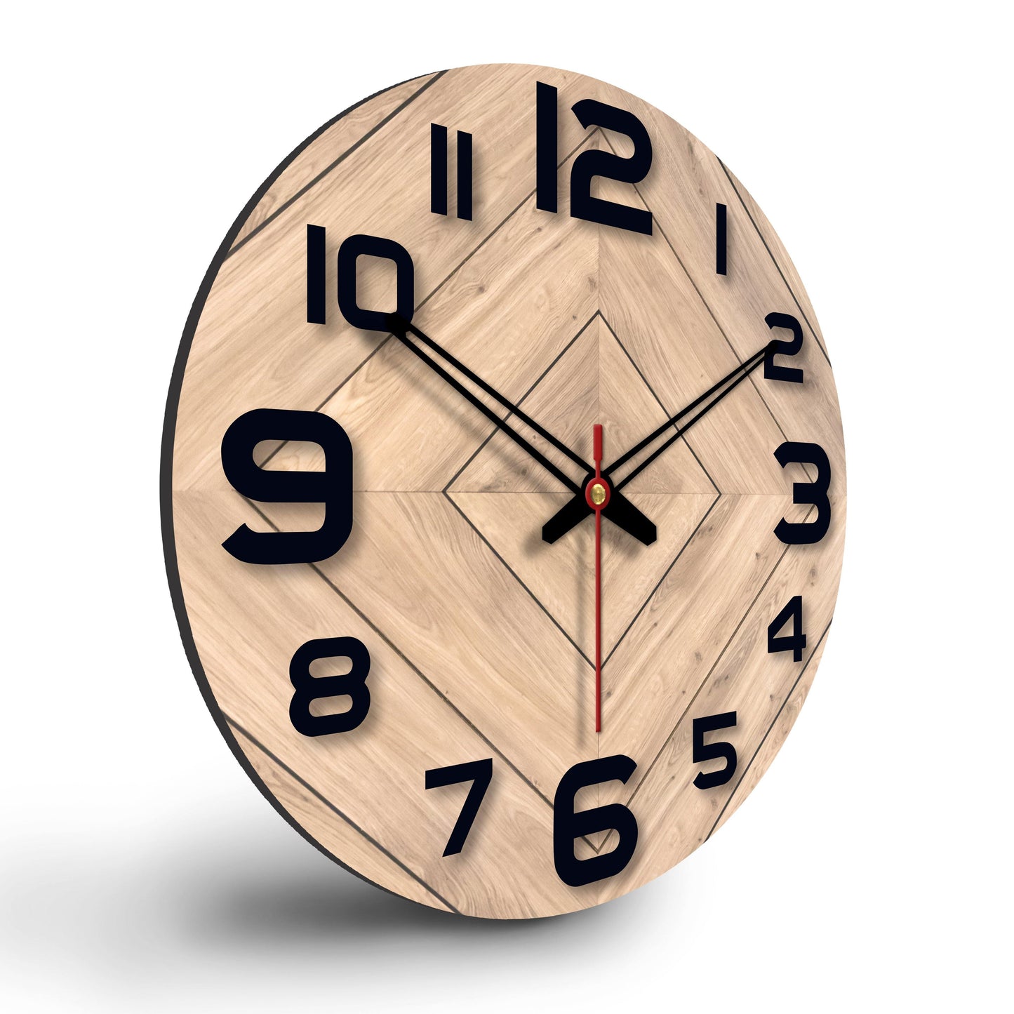 Square Shapes Design Printed Wooden Wall Clock For Living Room