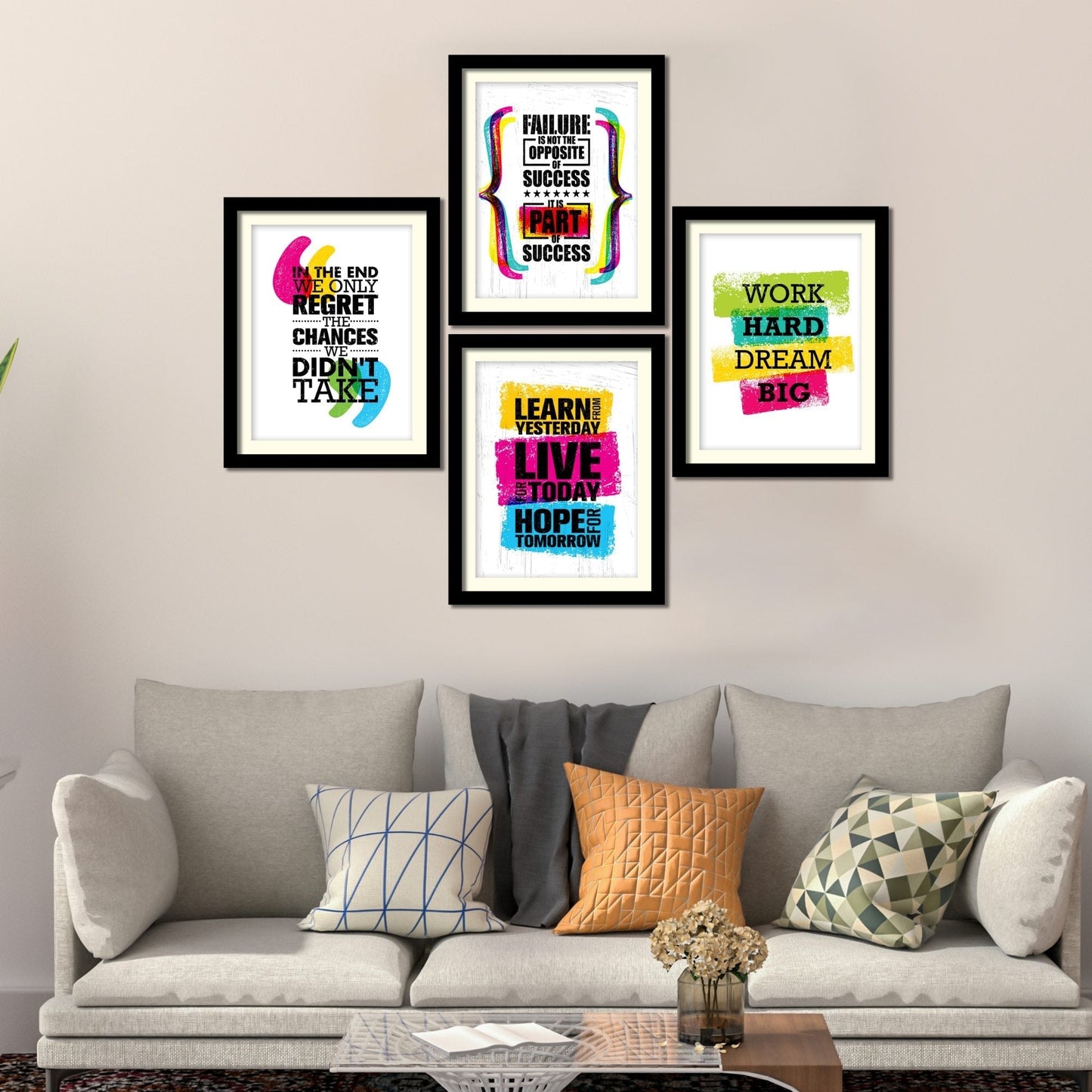 Success Quotes Premium Wall Frame Set of Four