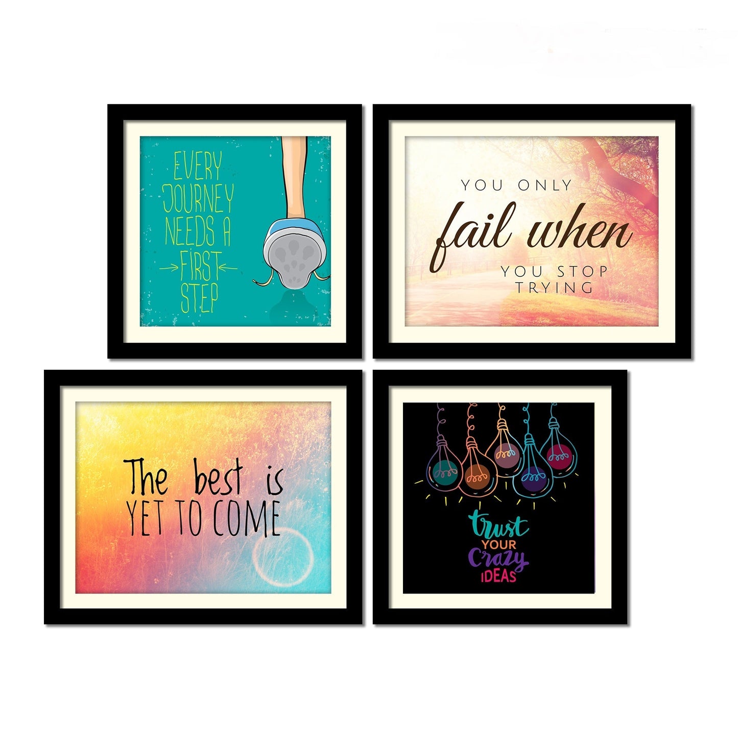 The Best is Motivational Quotes Wall Hanging Frame Set of Four