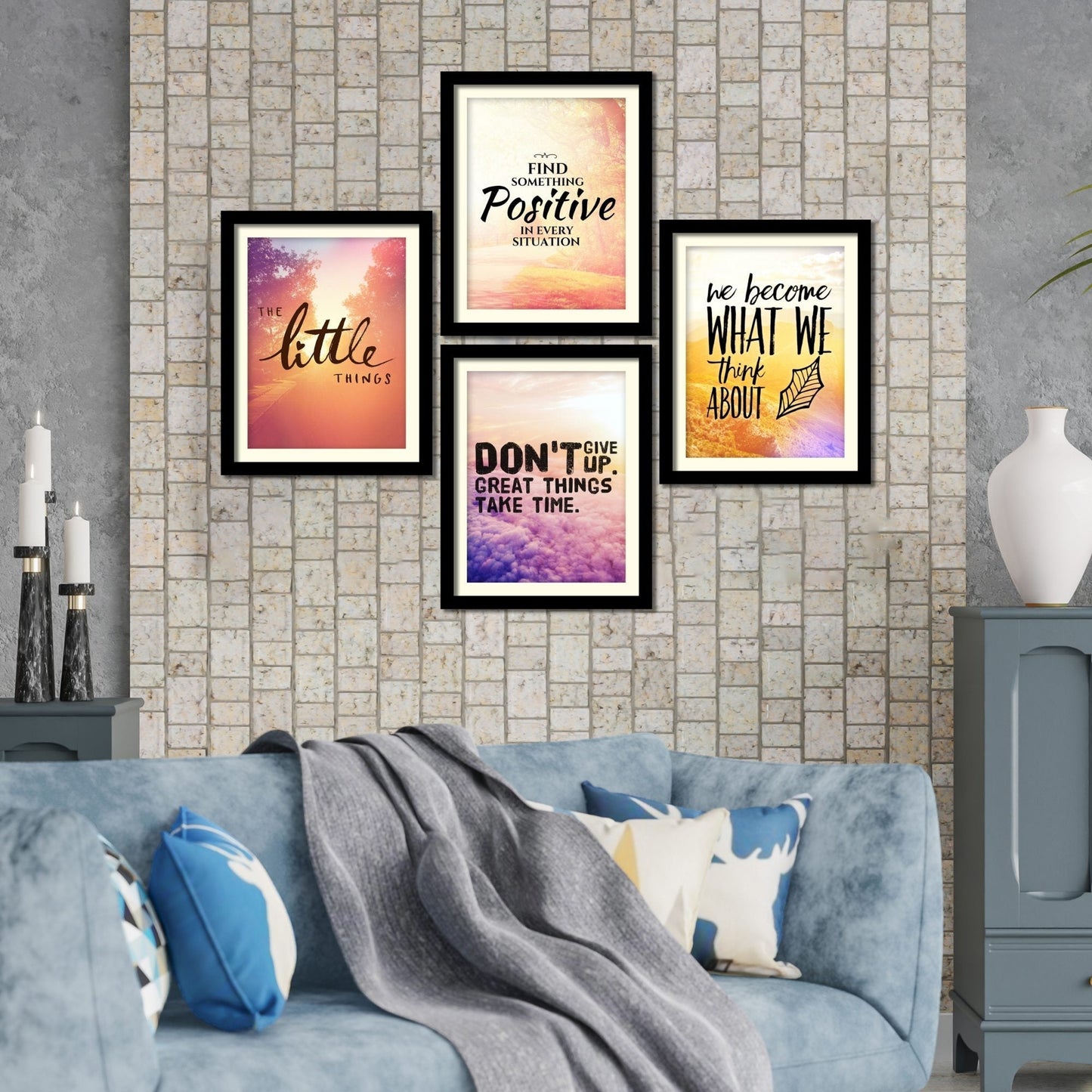 The Little Things Quotes Premium Wall Frame Set of Four