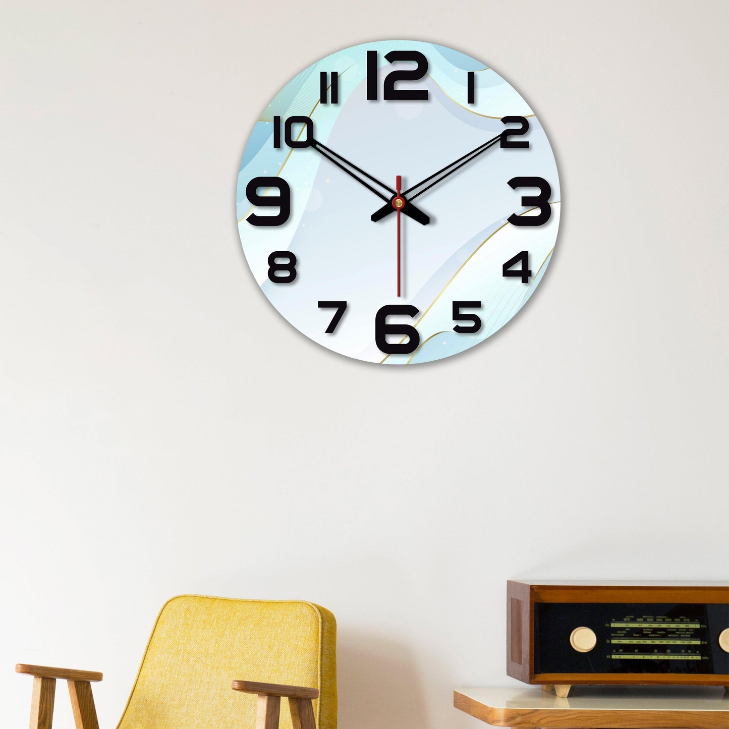 Wavy Design Wooden Wall Clock