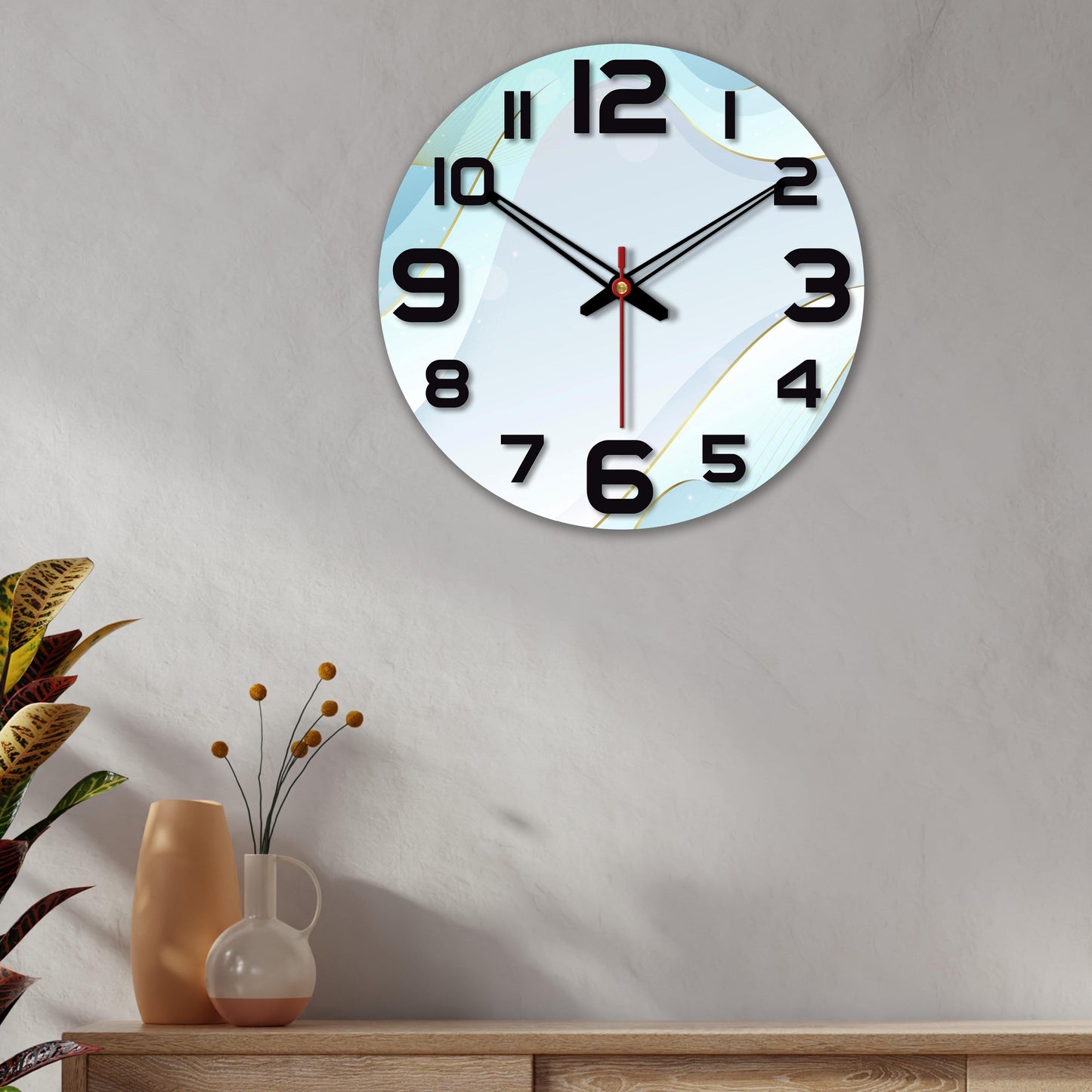 Wavy Design Wooden Wall Clock