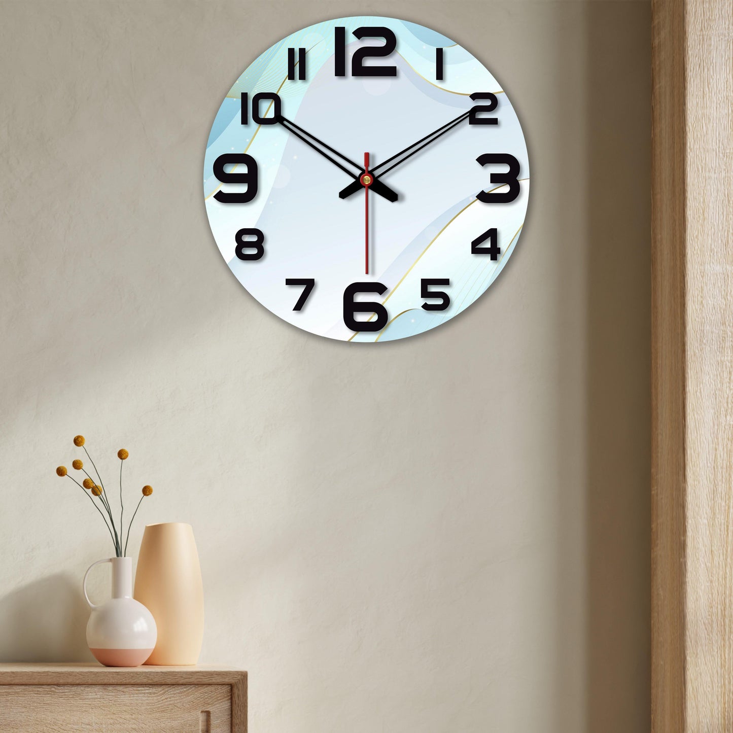 Wavy Design Wooden Wall Clock