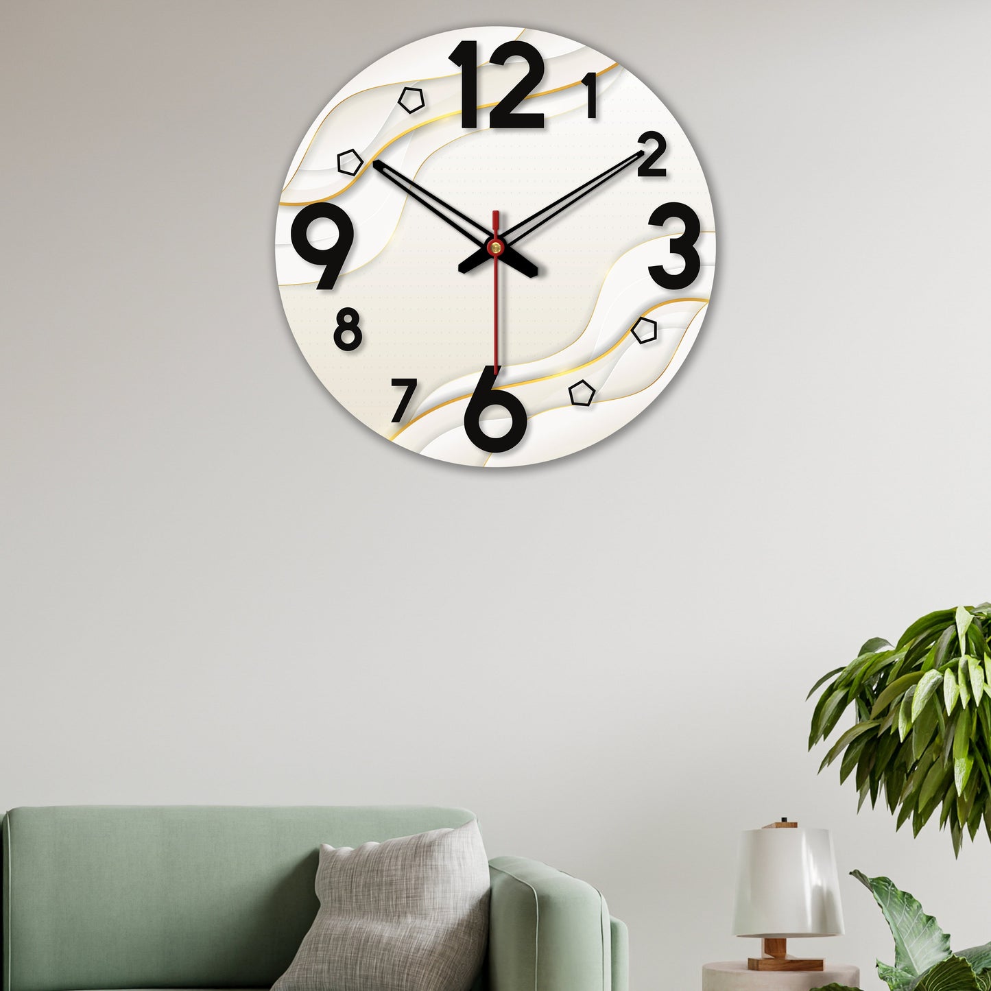 Wavy Modern Pattern Wooden Wall Clock