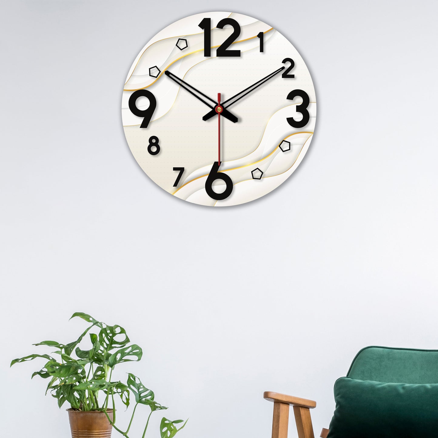 Wavy Modern Pattern Wooden Wall Clock