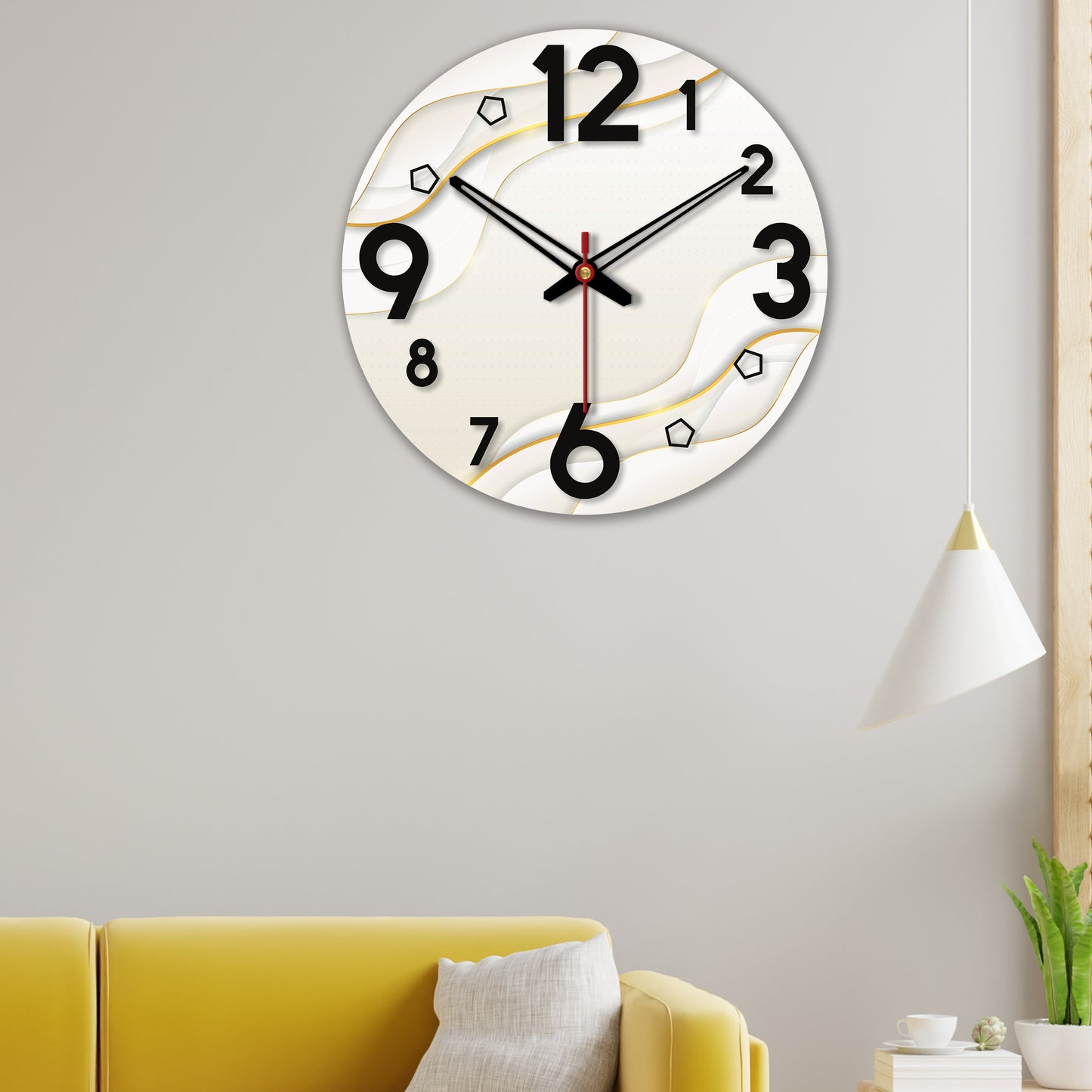 Wavy Modern Pattern Wooden Wall Clock