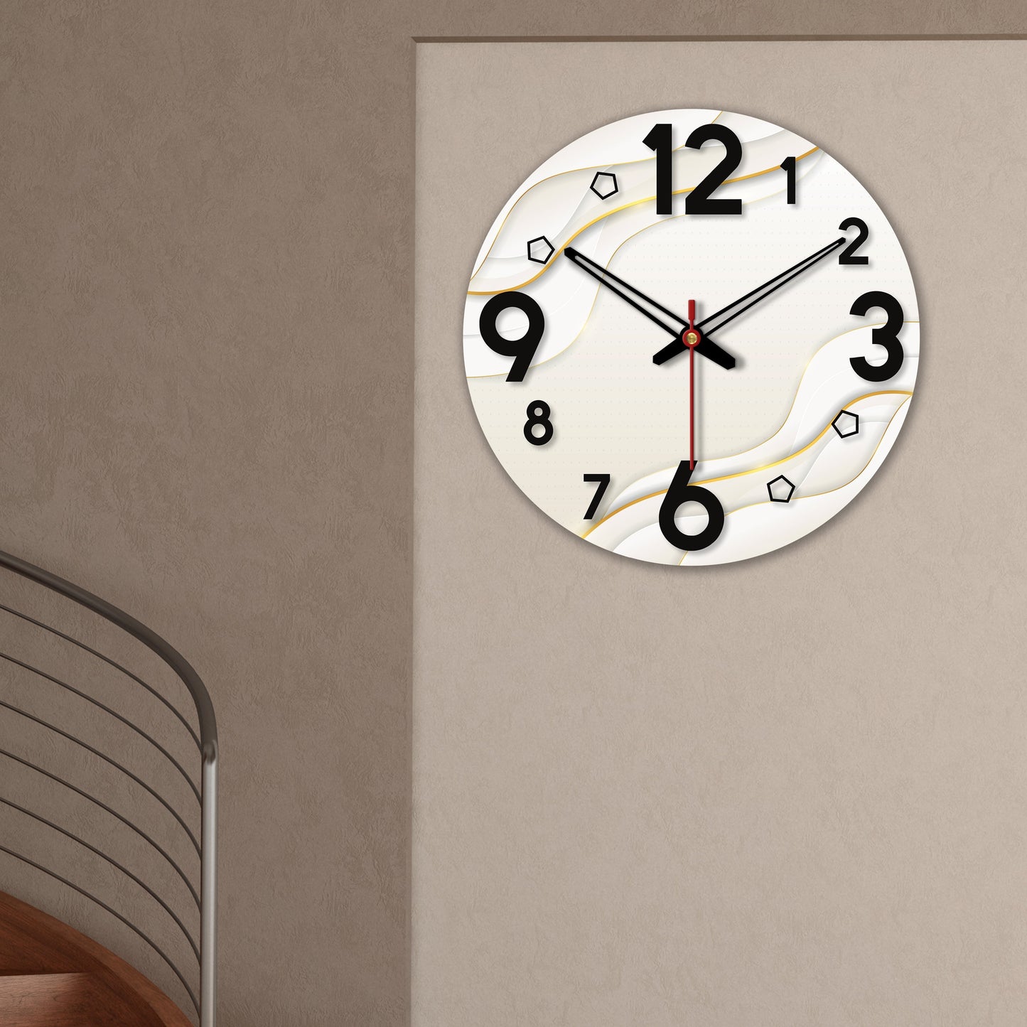 Wavy Modern Pattern Wooden Wall Clock