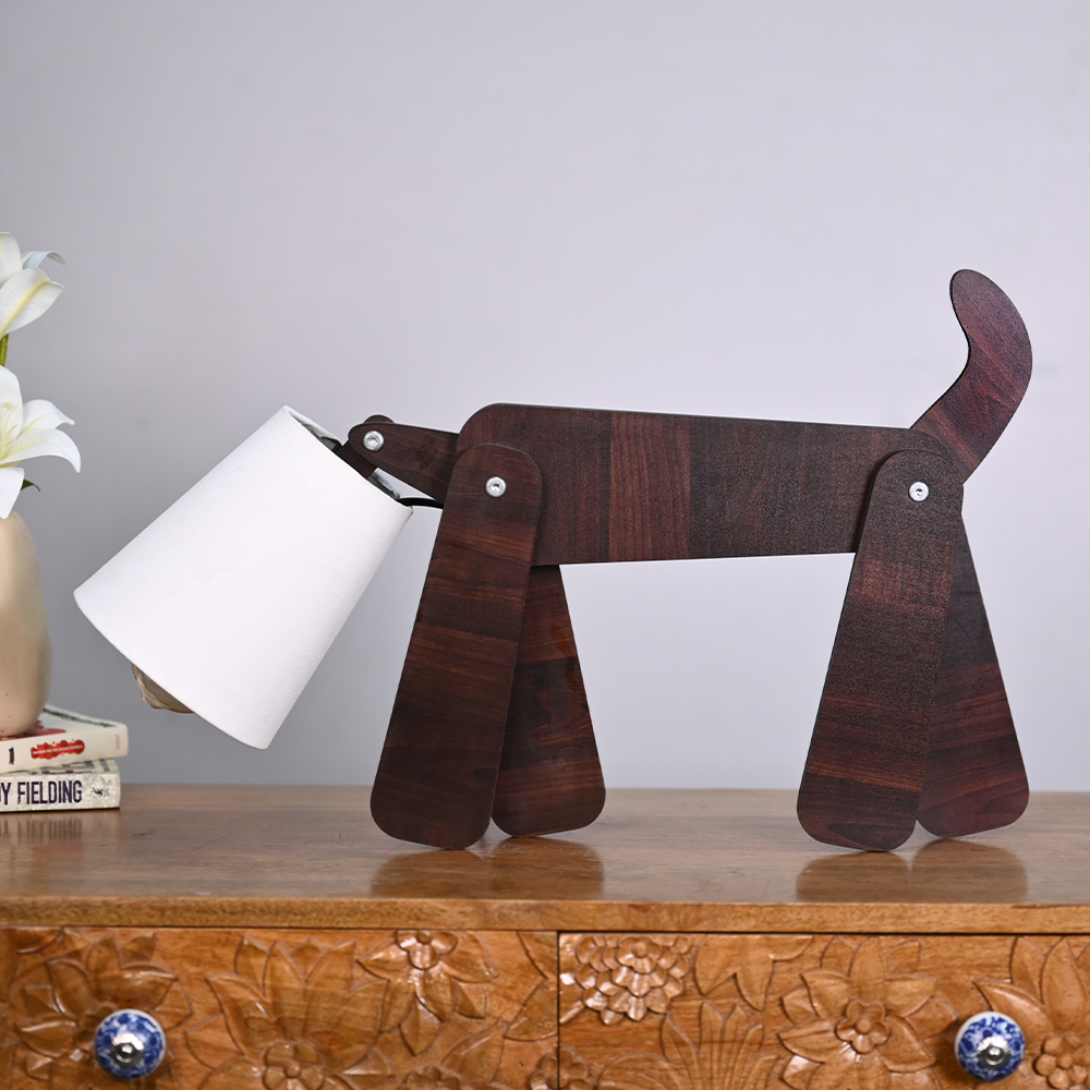 Wooden Playing Dog Night light Table Lamp For Home Decor | Living Room