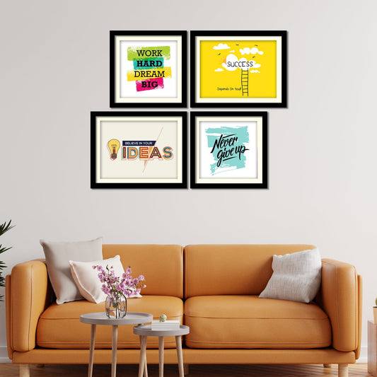 Work Hard Motivational Quotes Wall Hanging Frame Set of Four