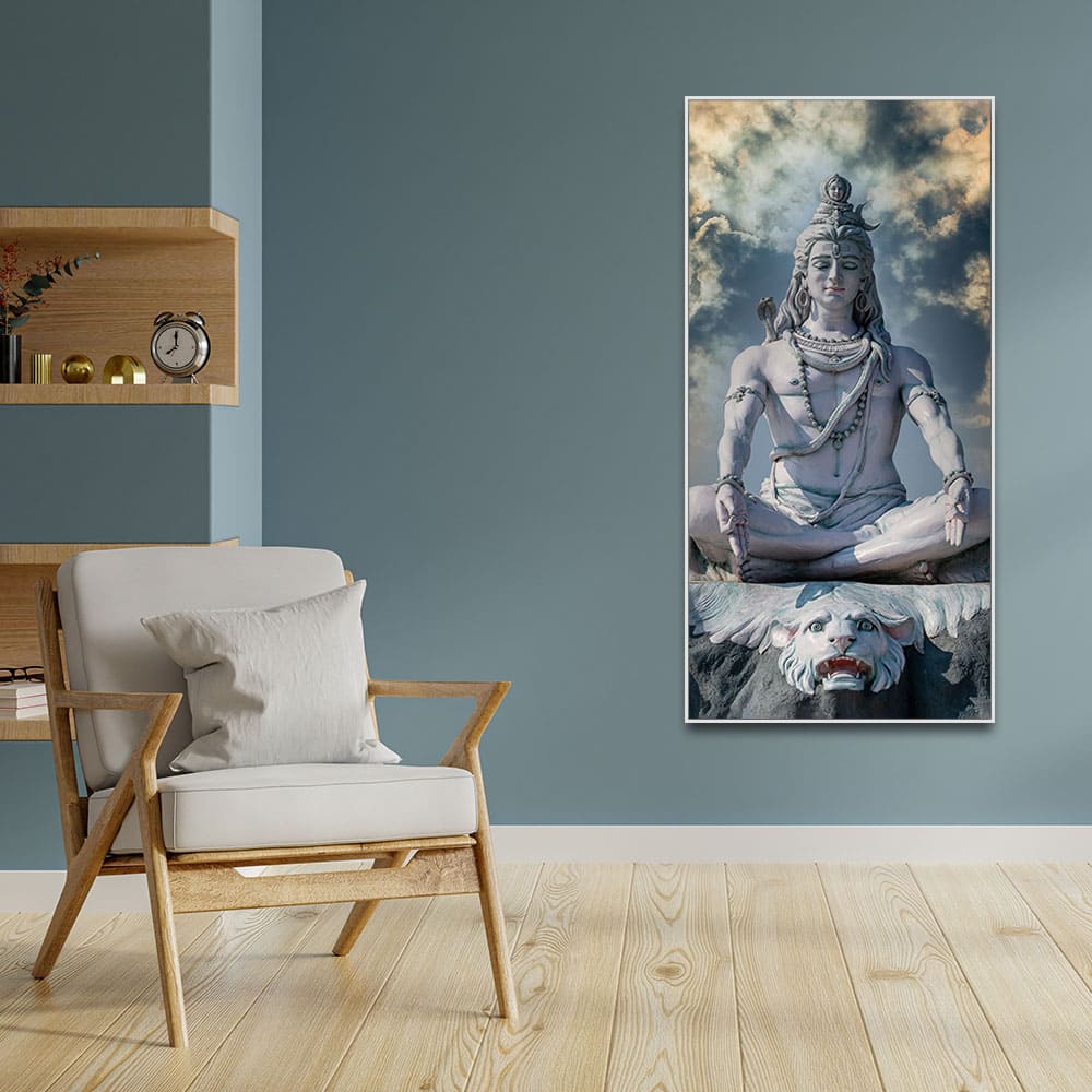 Adiyogi Shiva Meditating Premium Canvas Wall Painting