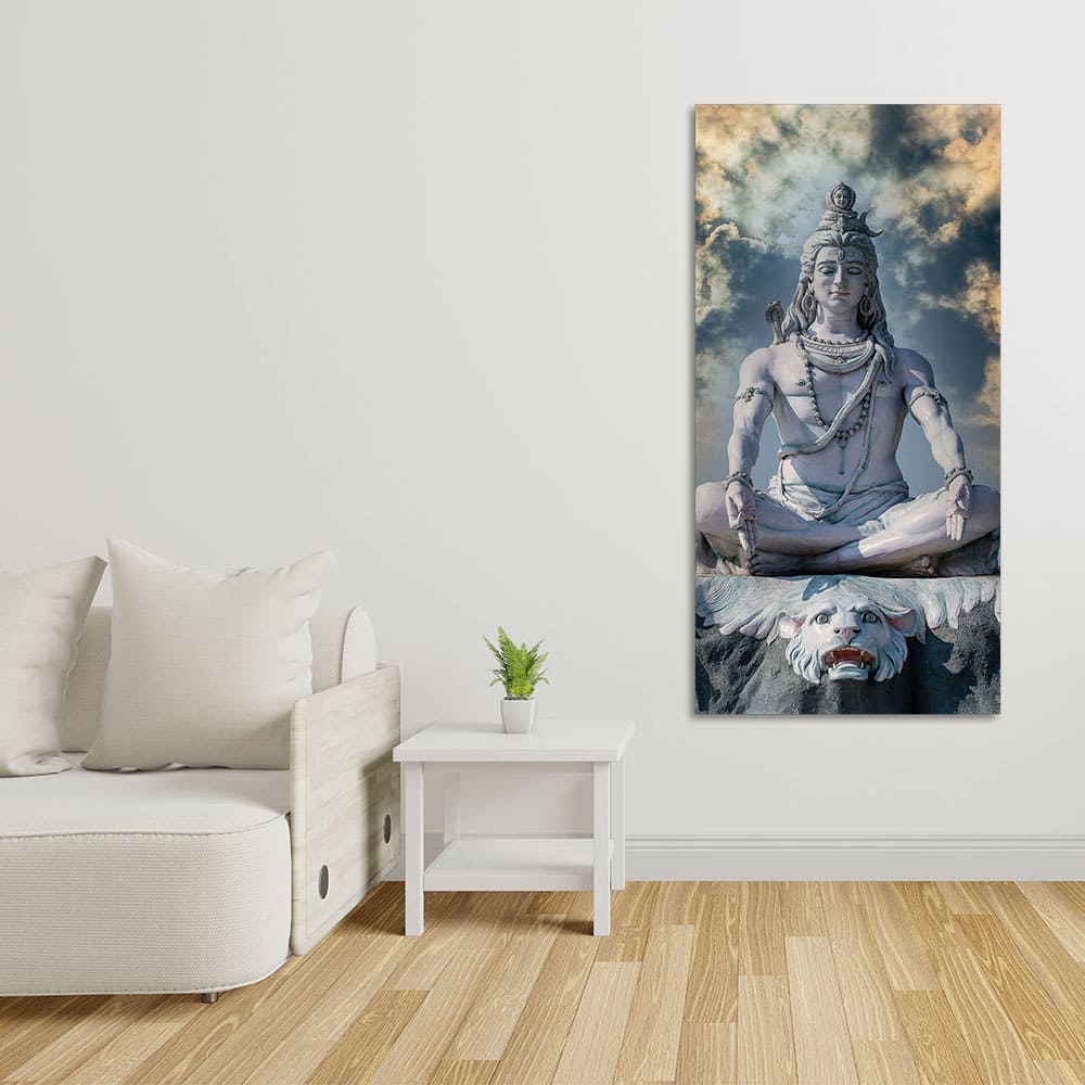 Adiyogi Shiva Meditating Premium Canvas Wall Painting