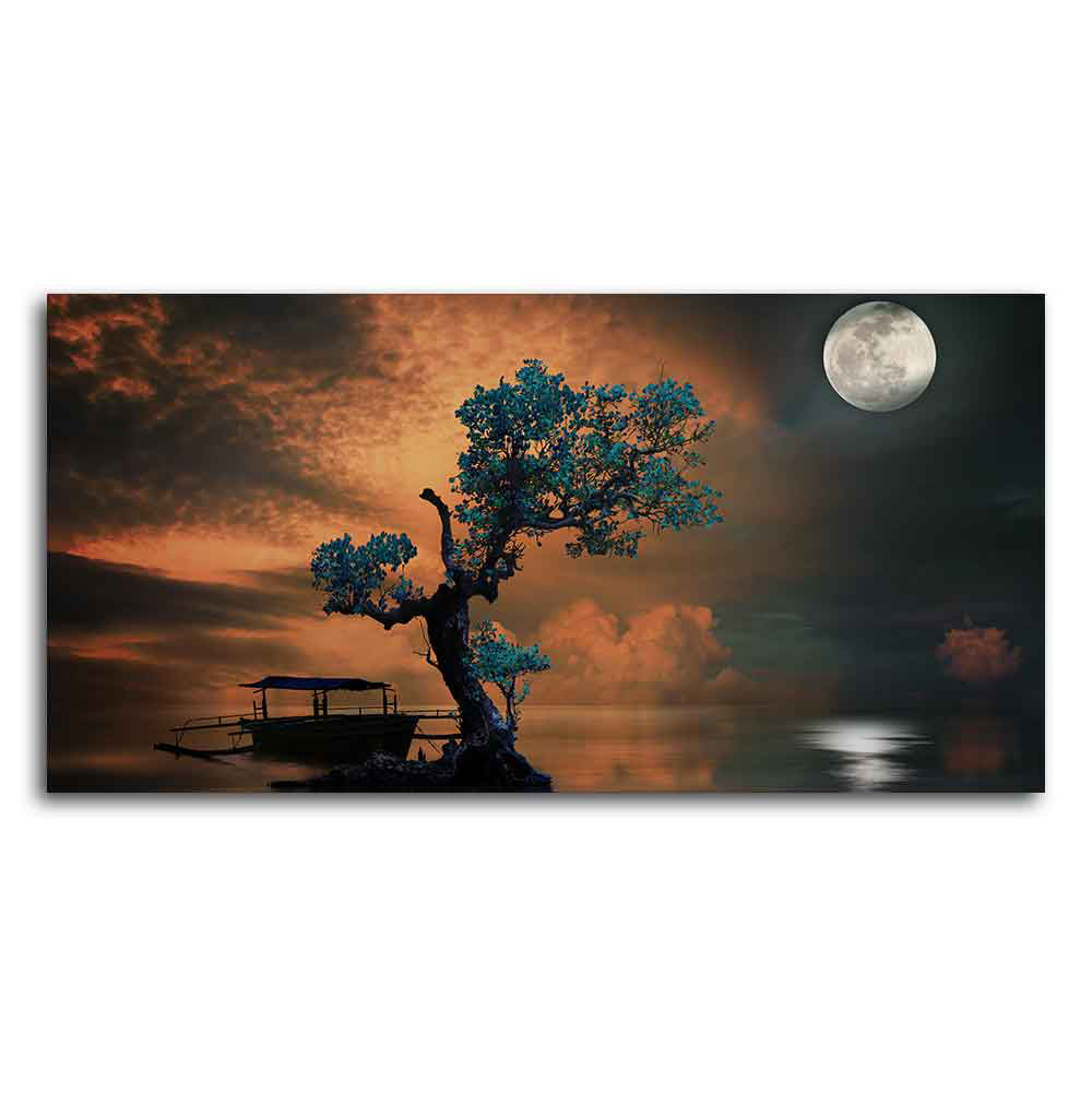 Amazing Tree Under the Moonlight Premium Painting