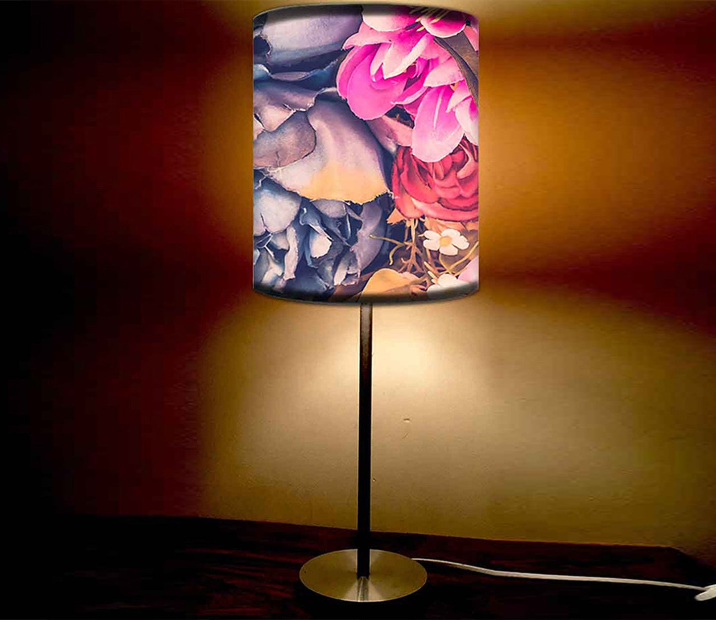 Artistic Art Printed Modern Stainless Steel Metal Finish Table Lamp