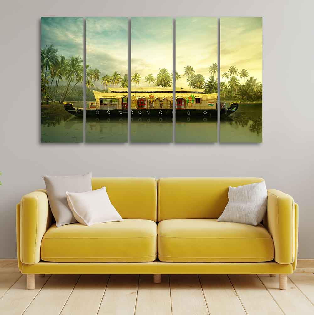 Beautiful Kerala Boat Wall Painting 5 Pieces