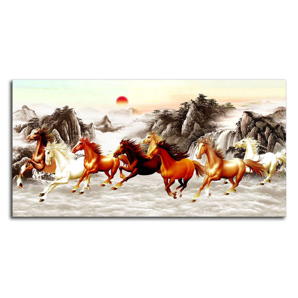 Beautiful Running Horses at Sunset Premium Canvas Wall Painting