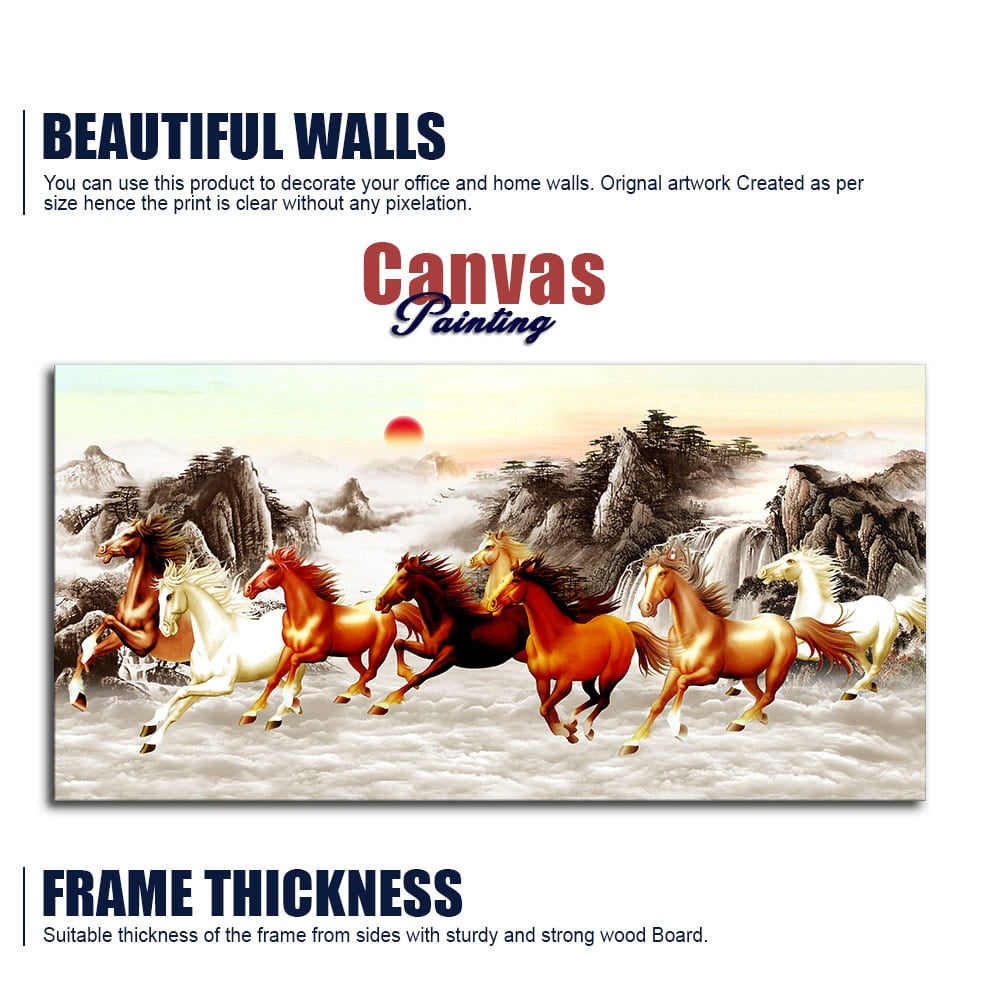 Beautiful Running Horses at Sunset Premium Canvas Wall Painting