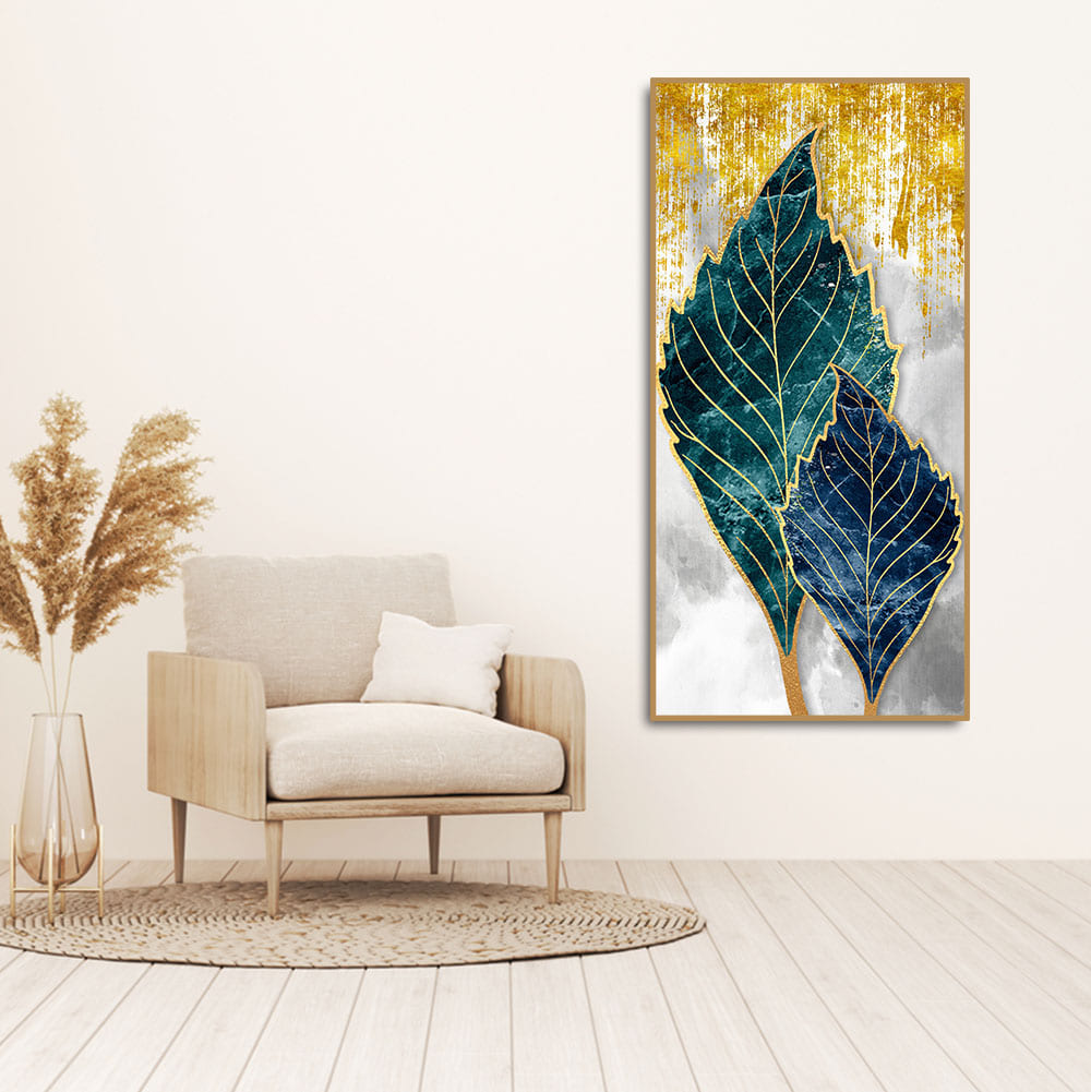 Beautiful Shiny Golden Leaves Premium Canvas Wall Painting