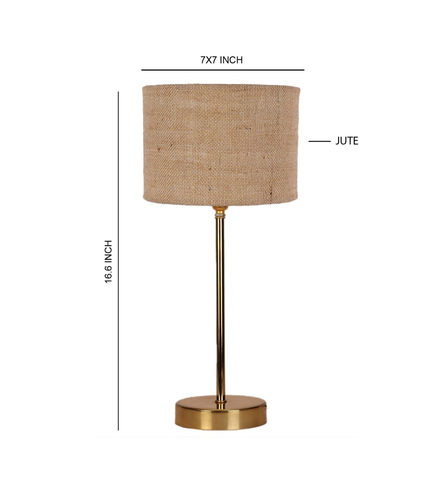 Beige Textured Cotton Metal Golden Finish Table Lamp