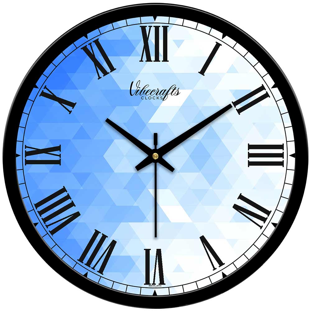 Blue and White Abstract Pattern Designer Wall Clock