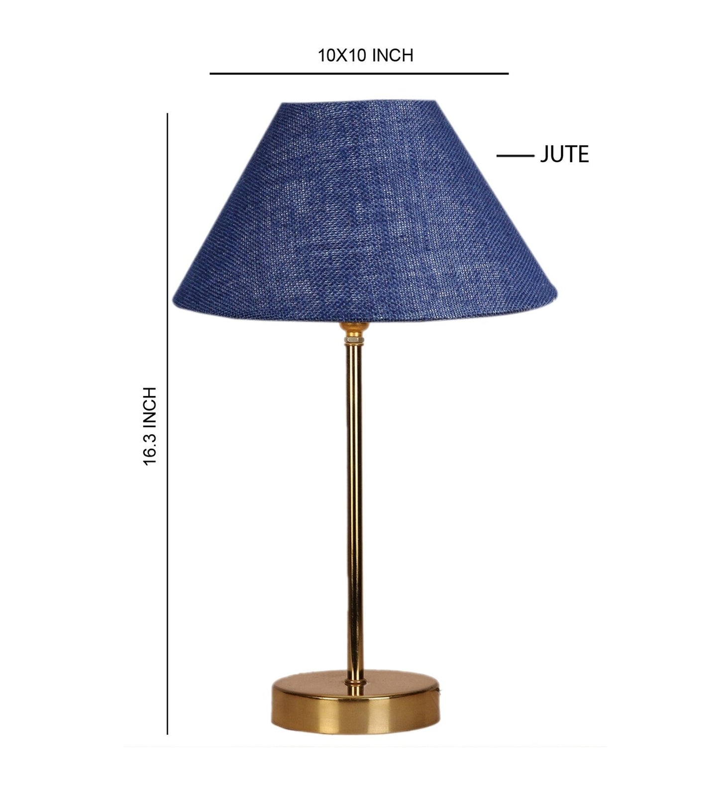 Blue Solid Traditional Bedside Table Lamp with Golden Finish Base