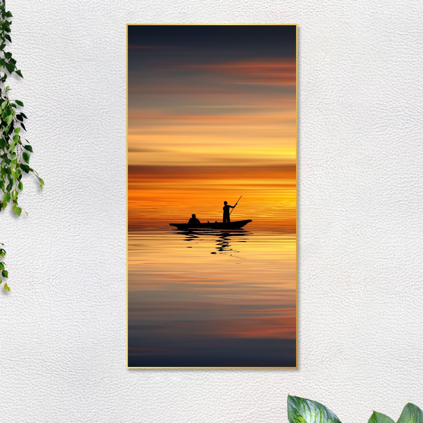 Boat Sailing at Sunset Floating Canvas Wall Painting