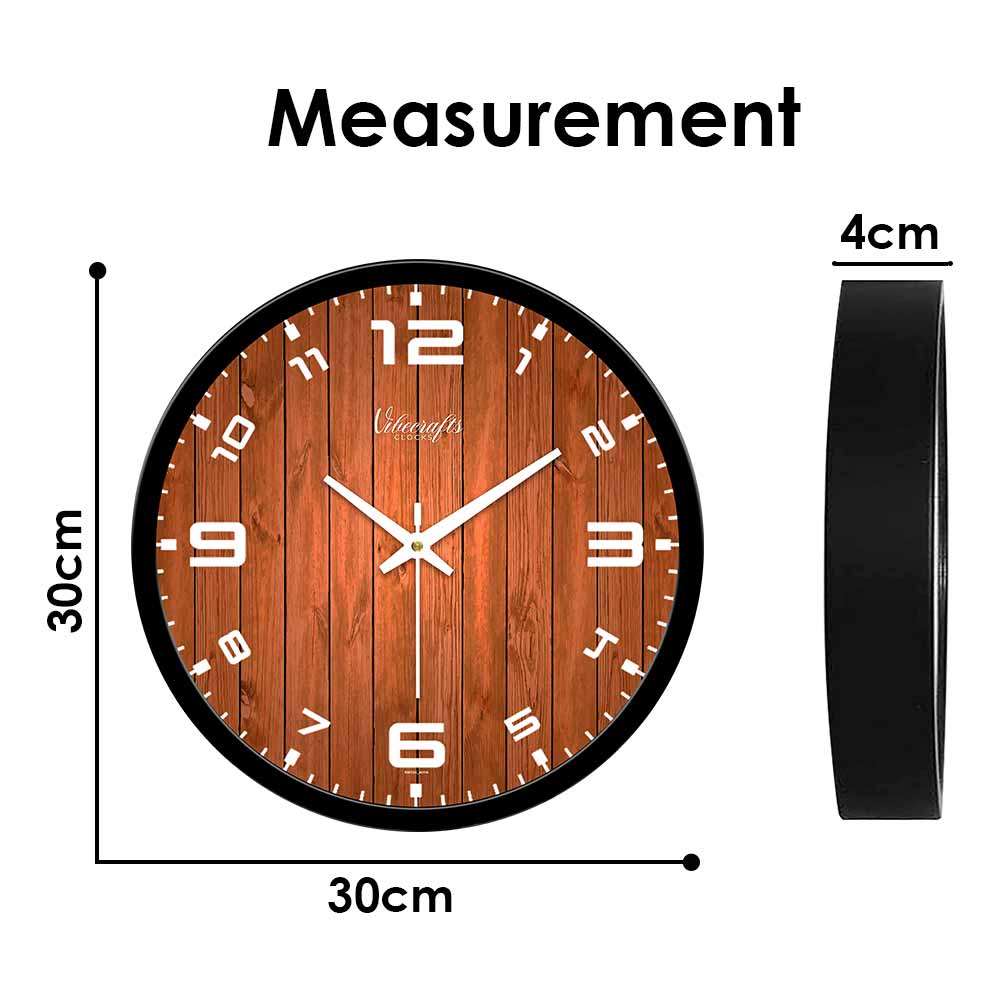 Brown Wooden Texture Designer Wall Clock For Living Room