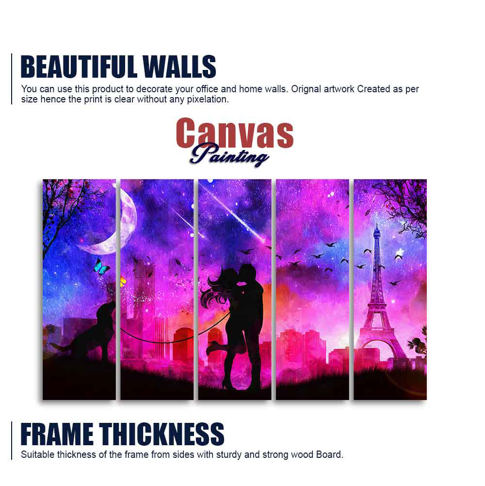 Couple Kissing Modern Abstract Art Wall Painting of Five Pieces