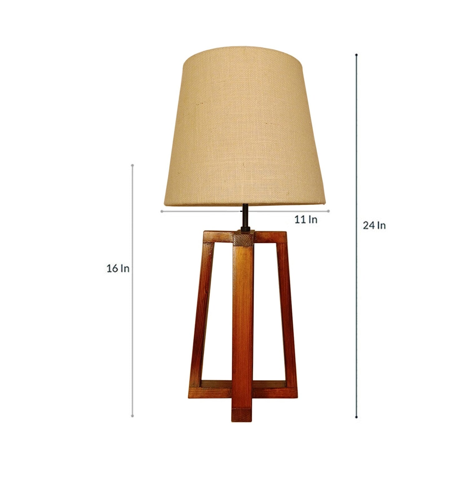 Decorative Wooden Table Lamp with Jute Shade & Brown Base