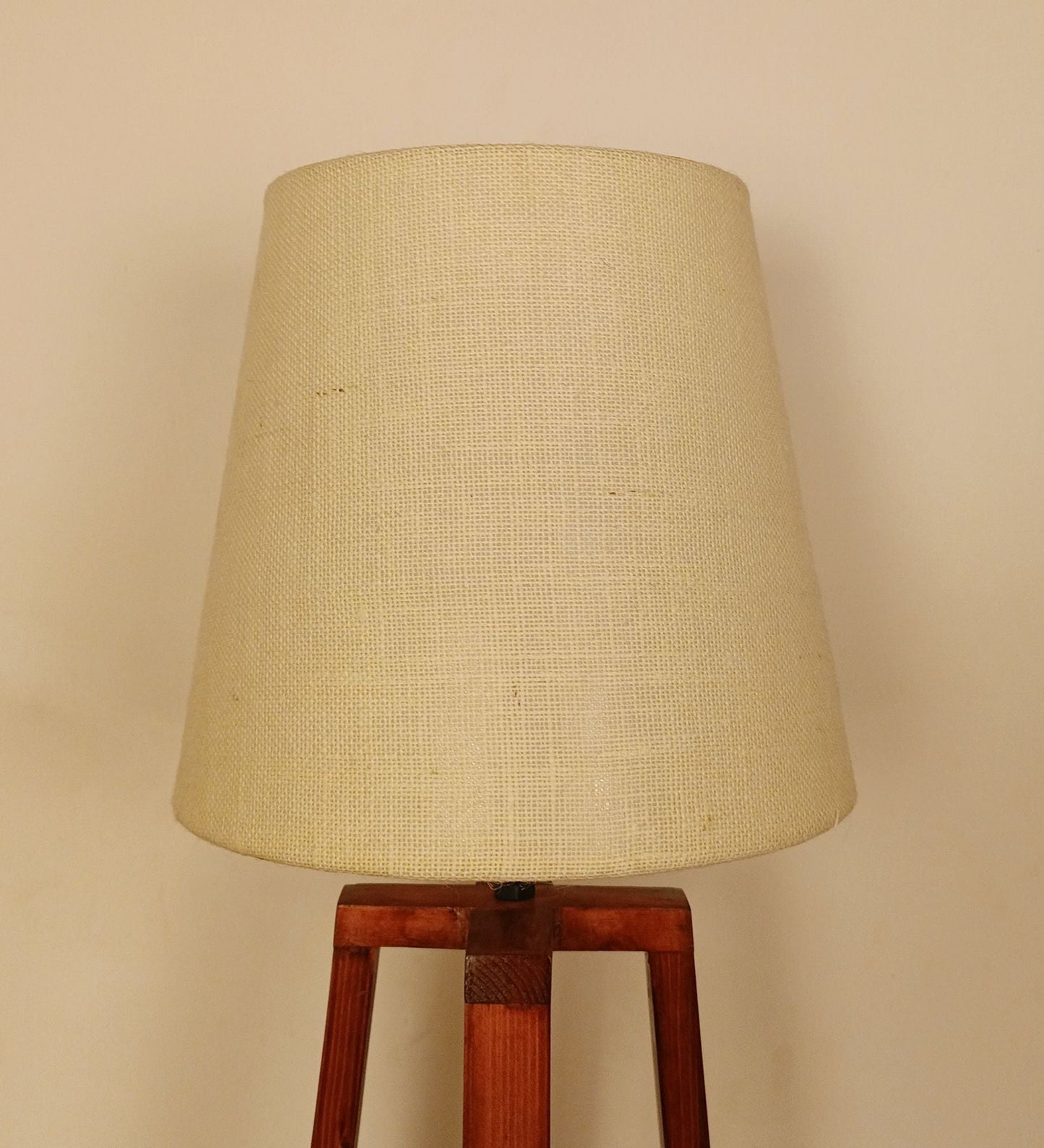 Decorative Wooden Table Lamp with Jute Shade & Brown Base