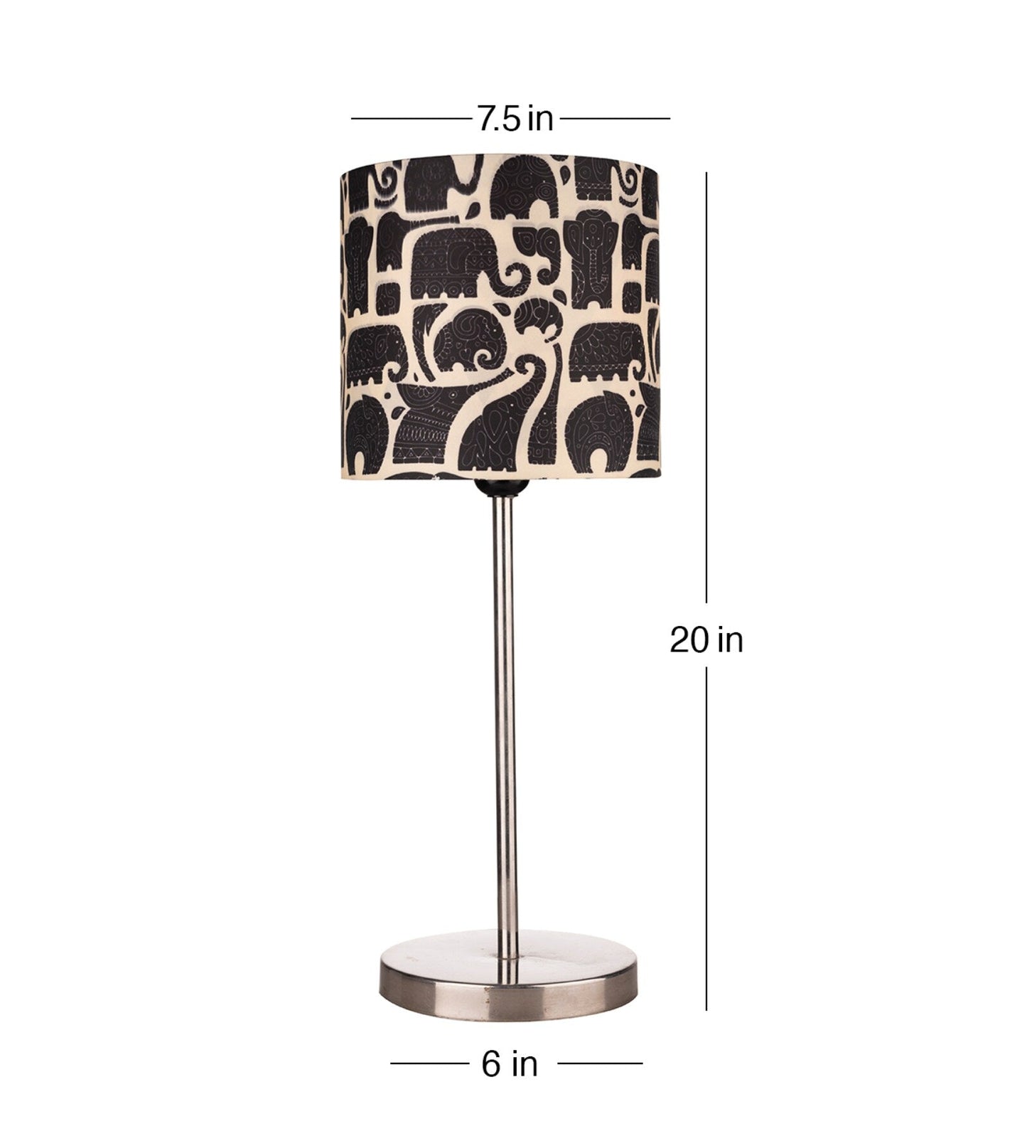 Designer Elephant Shade Table Lamp with Silver Finish Base