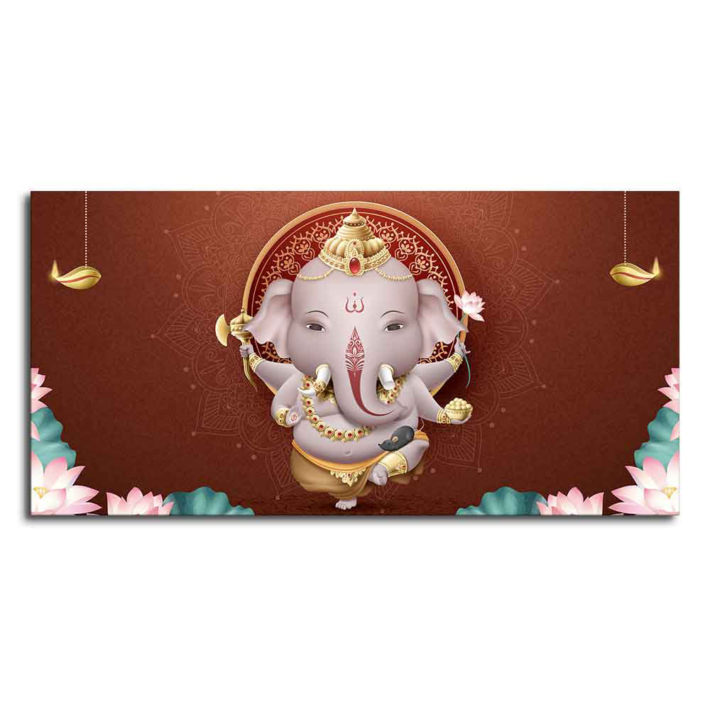 Devotional Lord Ganesha Canvas Wall Painting