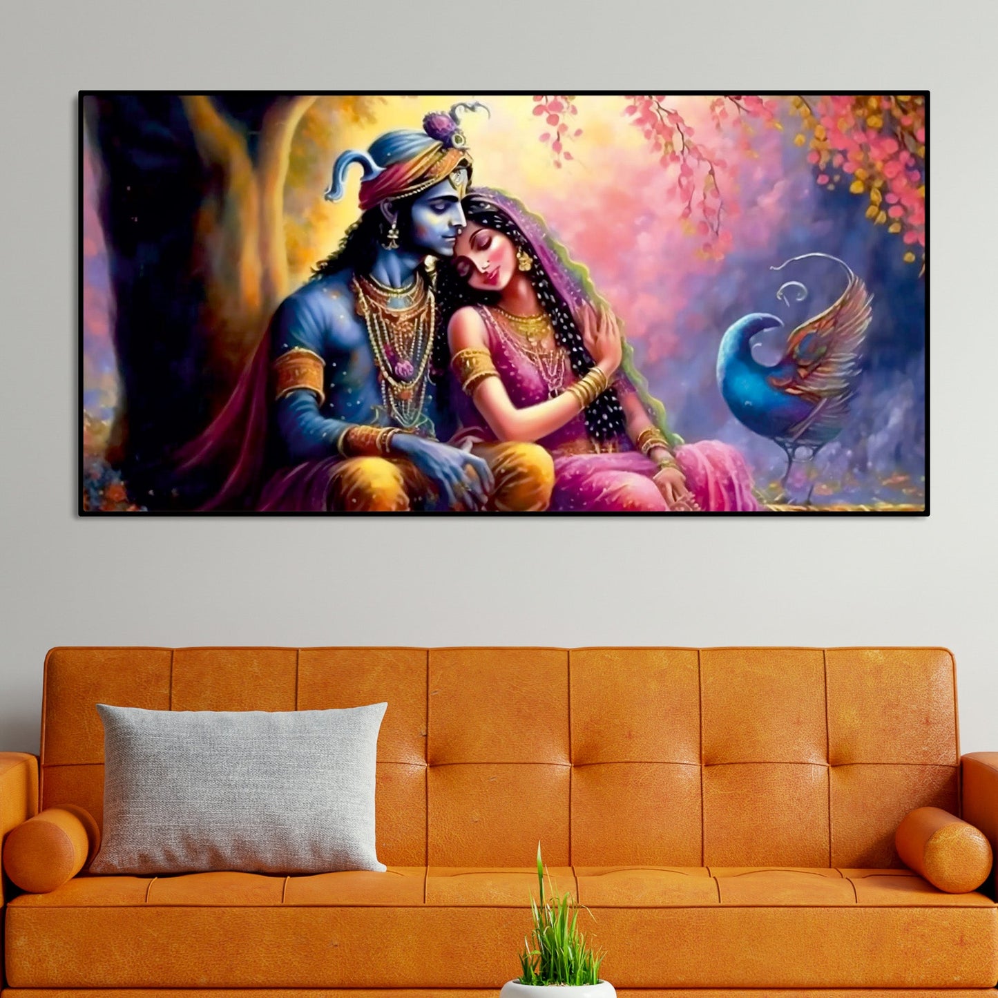 Divine Radha with Krishna Beautiful Canvas Wall Painting