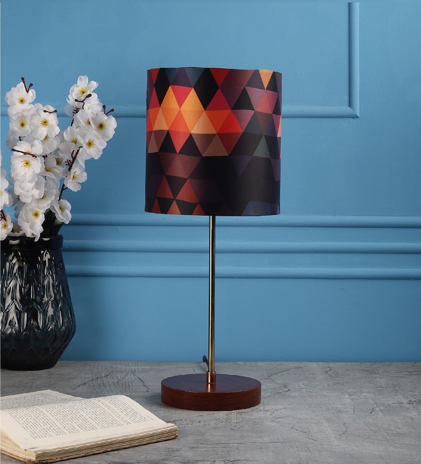 Elegant Designer Printed Cylindrical Shaped Table Lamp