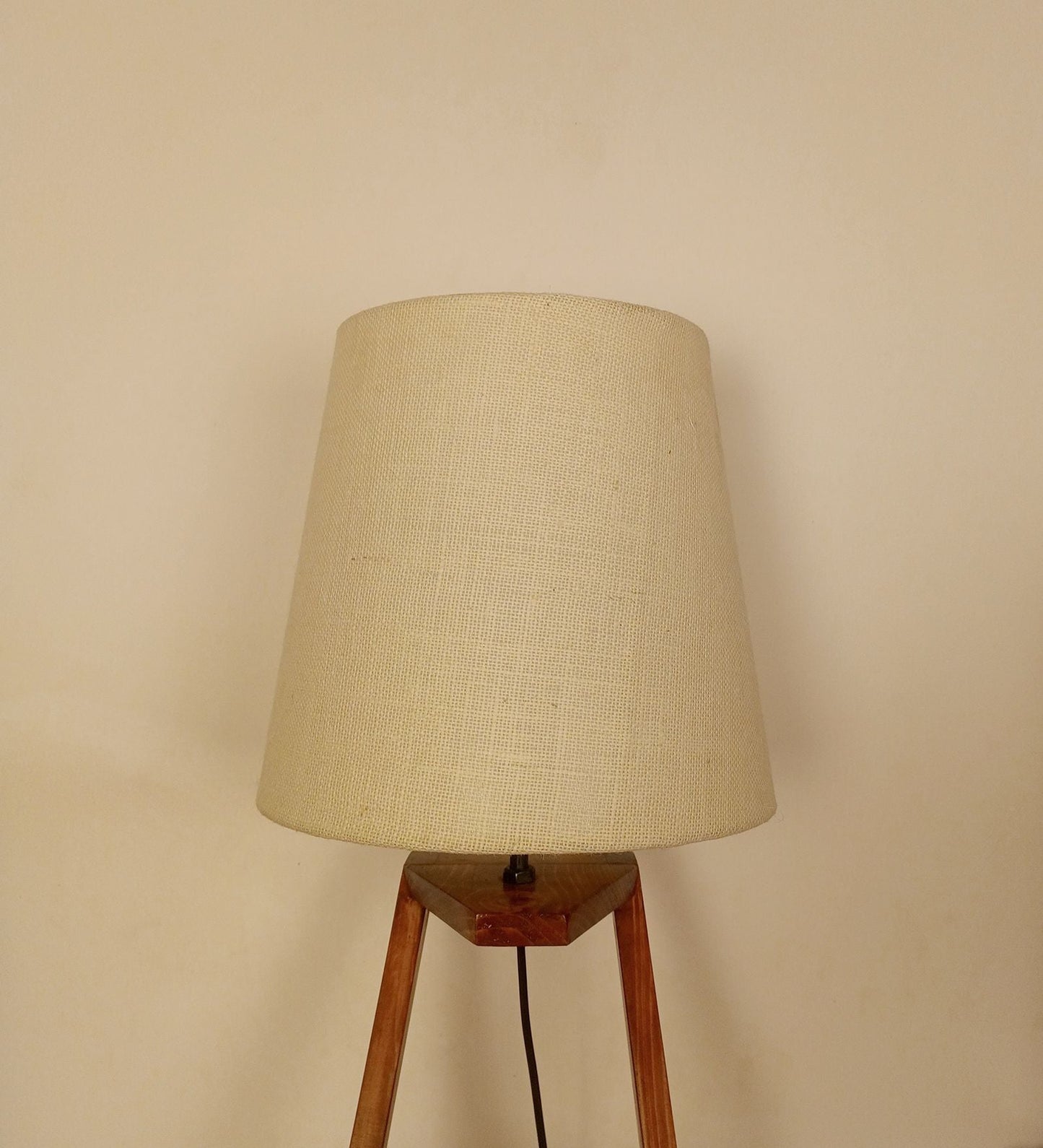 Elegant Table Lamp with Brown Base and Premium White Fabric Lampshade